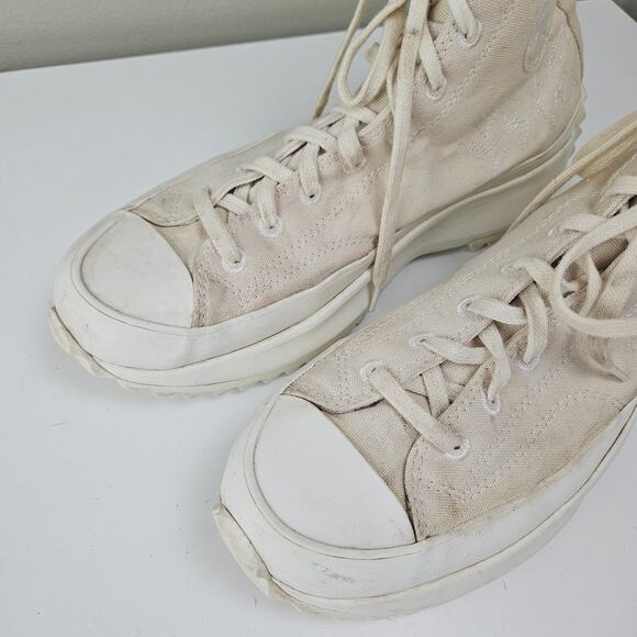 Converse Run Star Hike Embroidered Canvas Platform High Top Women 12 Ivory Lug - Picture 2 of 11